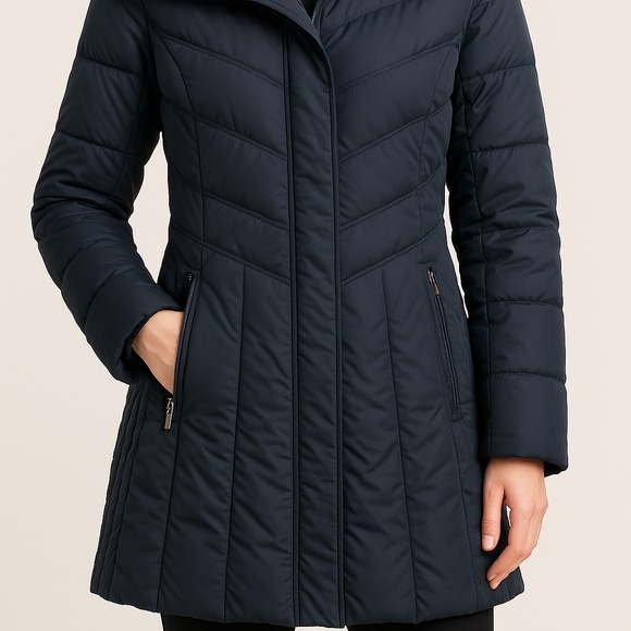 Cole Haan Down Puffer Coat with Knit Collar – Size M - Picture 1 of 3